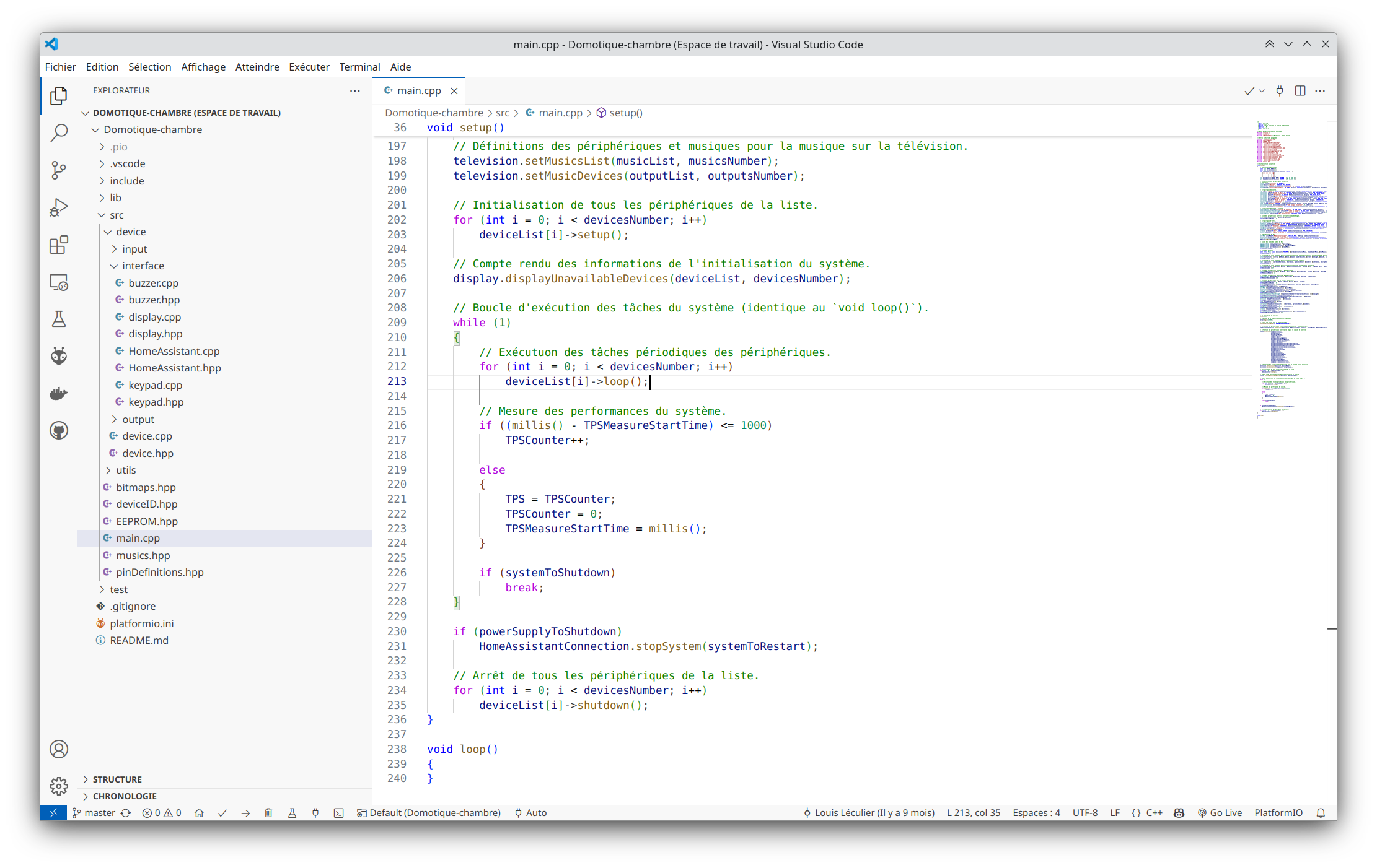 Une capture d'écran d'une partie du programme de l'Arduino Mega.