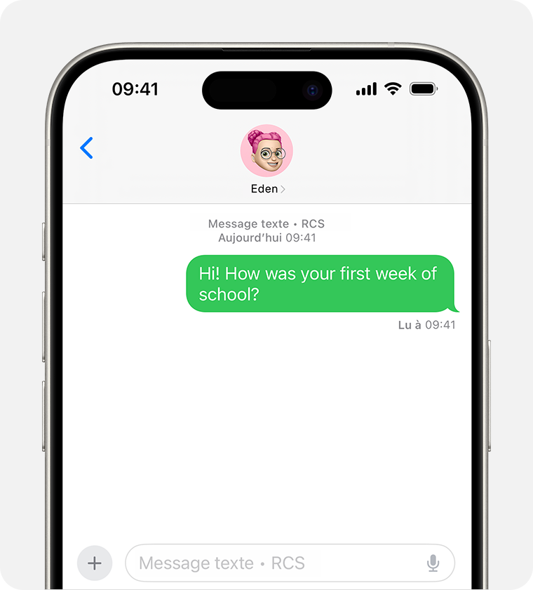 Capture d'écran d'un iPhone sur une conversation par message.